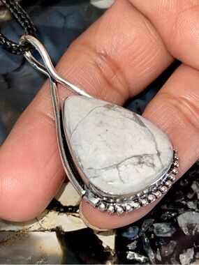 Large Howlite Magnesite Pendant 2”